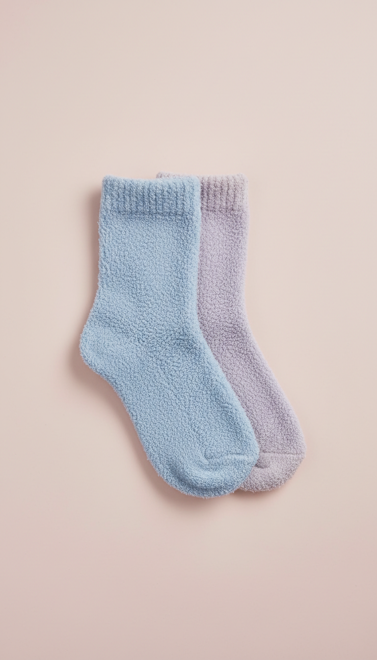 Powder Blue Plush Cotton Socks